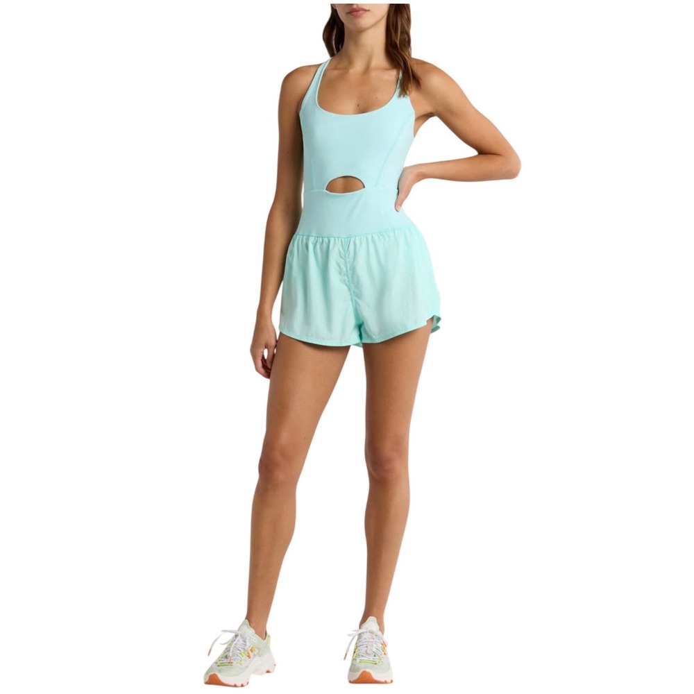 FP Movement Free People Righteous Runsie Romper Mojito Green Medium NWOT (B)
